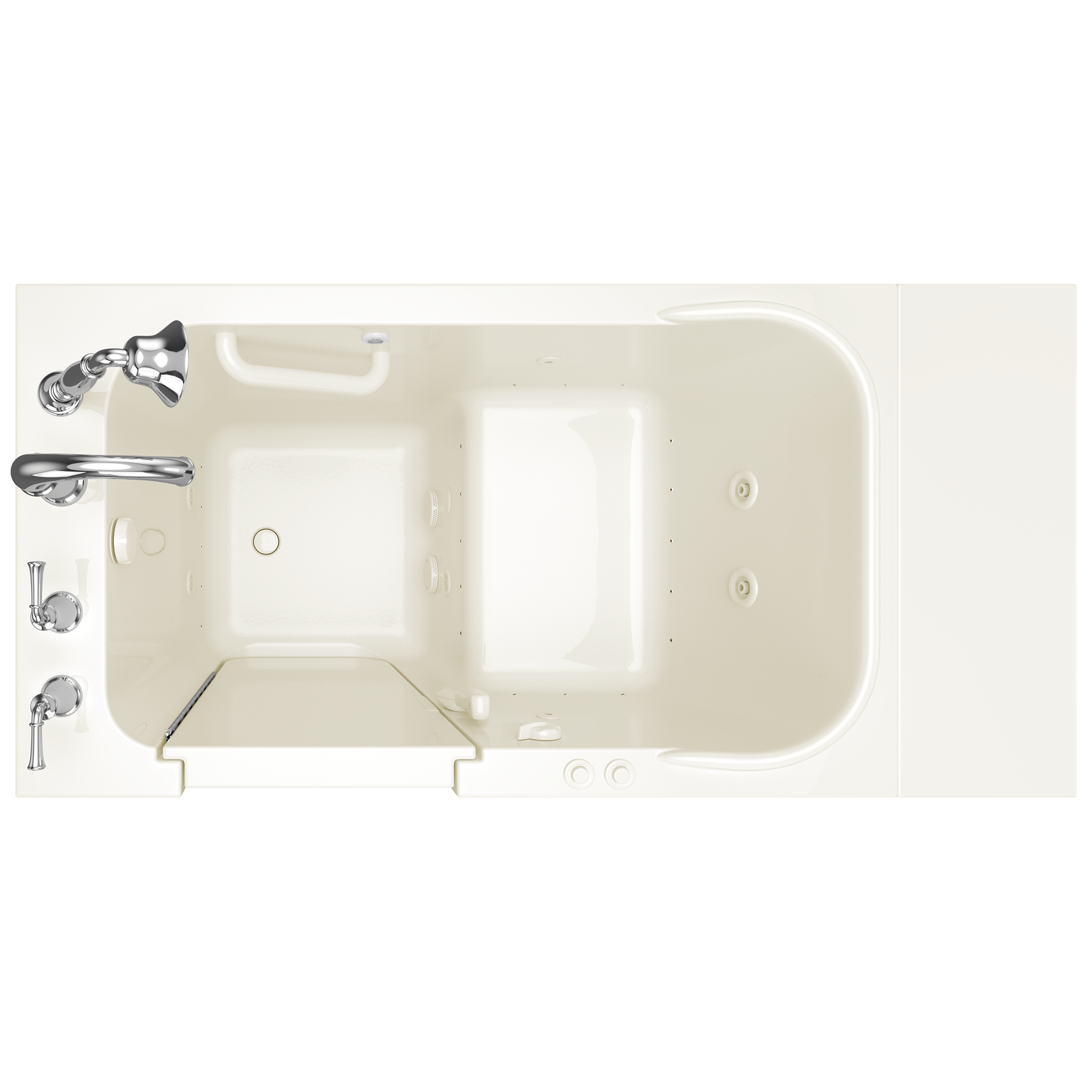 Gelcoat 28x48 Inch Walk in Bathtub with Combination Air Spa and Whirlpool System  Left Hand Door and Drain WIB LINEN